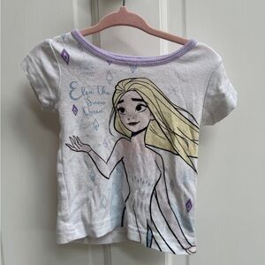 Disney 2T Girls Frozen Elsa Short Sleeve Pajama Top- White and Purple